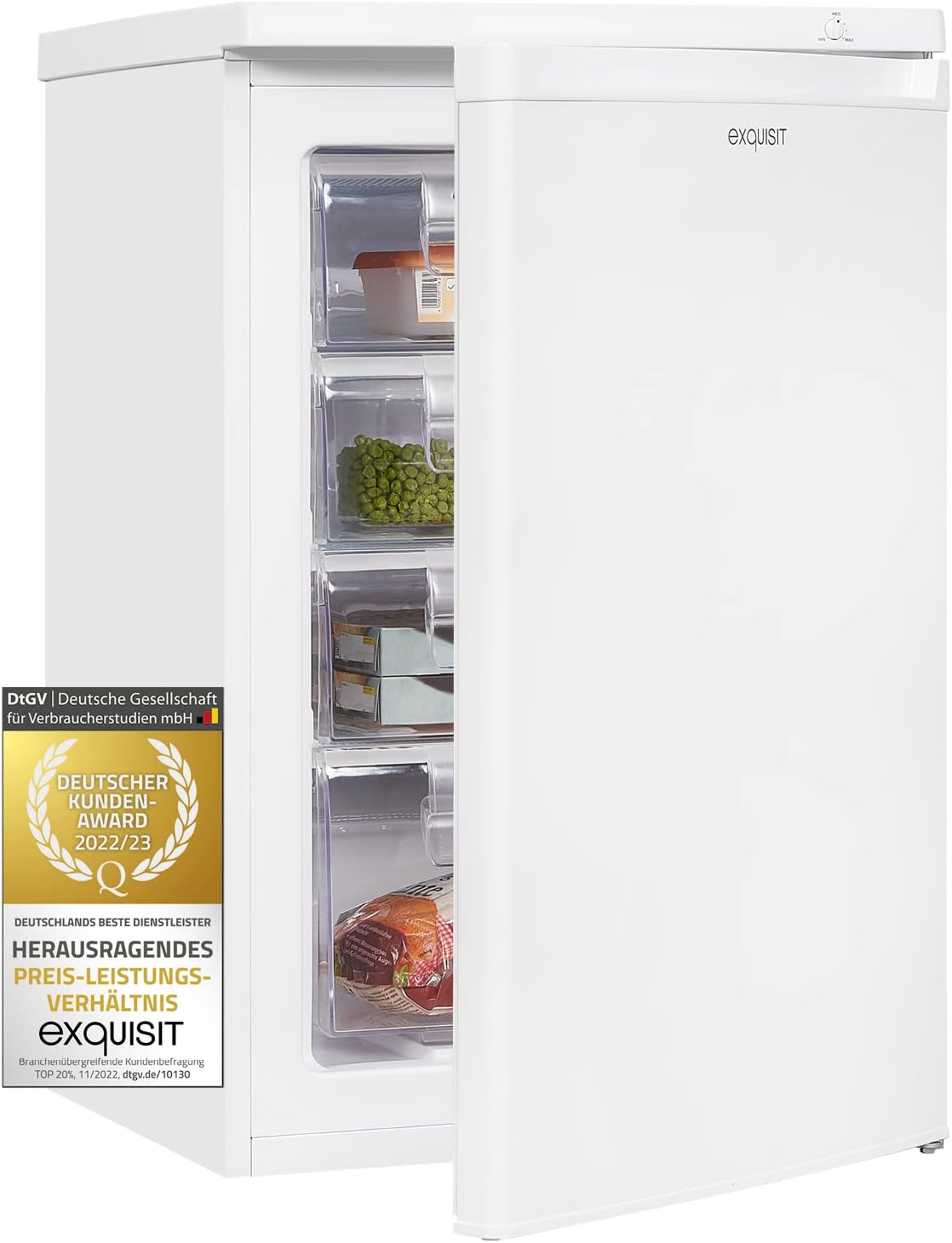 Gefrierschrank GS12-040E, mit Stauraum, Weiß, Exquisit