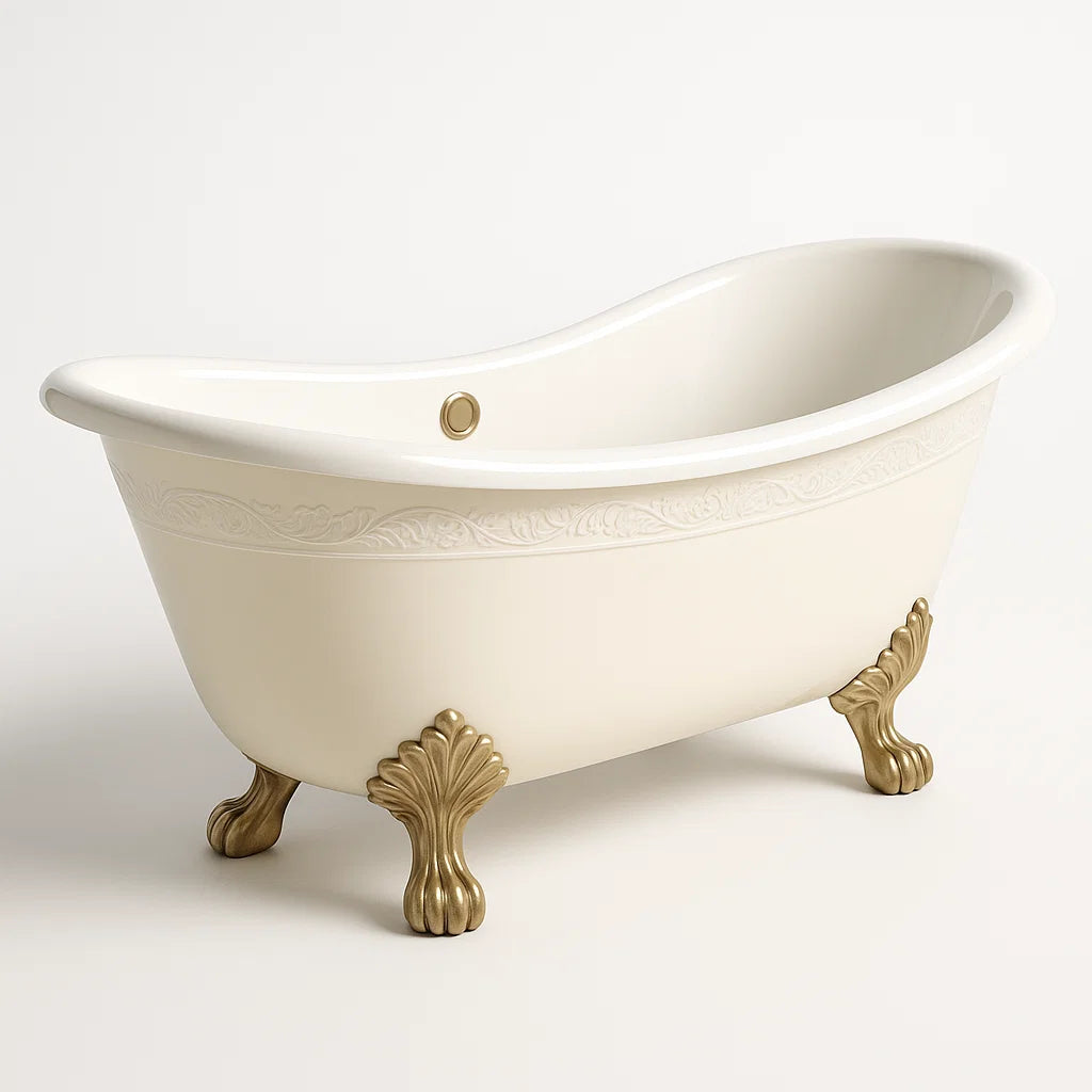 Freistehende Acrylbadewanne mit Goldfarbenen Füßen 170 cm