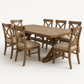 Essgruppe aus Eicheholz 7-teilig Eichebraun/Beige