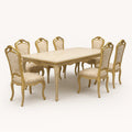 Esstisch-Set Holz Beige/Gold mit 8 Stühlen