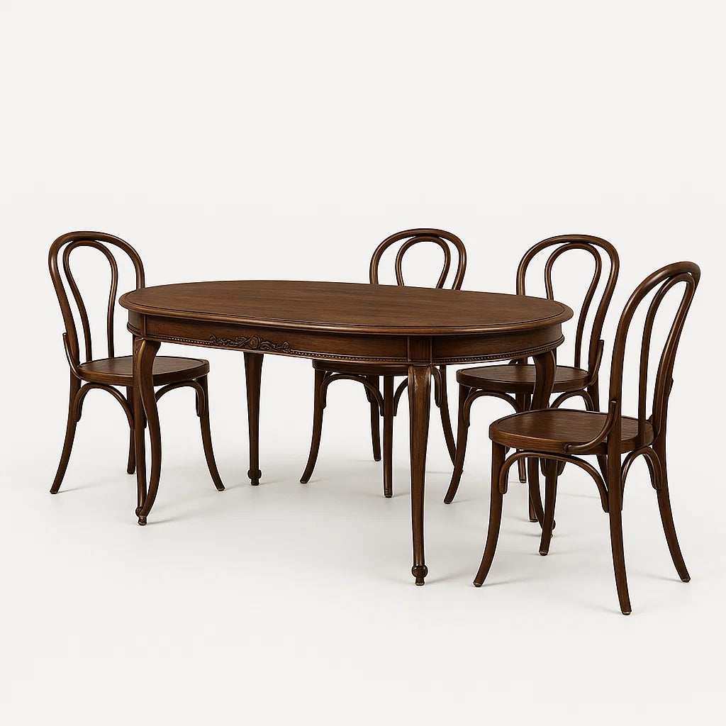 Esszimmergarnitur aus Holz Dunkelbraun 5-teilig Oval