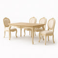 Esszimmertischset aus Holz und Mikrofaser Beige 5-teilig