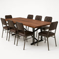 Essgruppe mit Tisch aus MDF und 8 Stühlen aus Metall und Kunstleder
