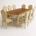 Essgruppe 8-teilig Ovaler Esstisch mit Stühlen aus Holz Beige/Gold