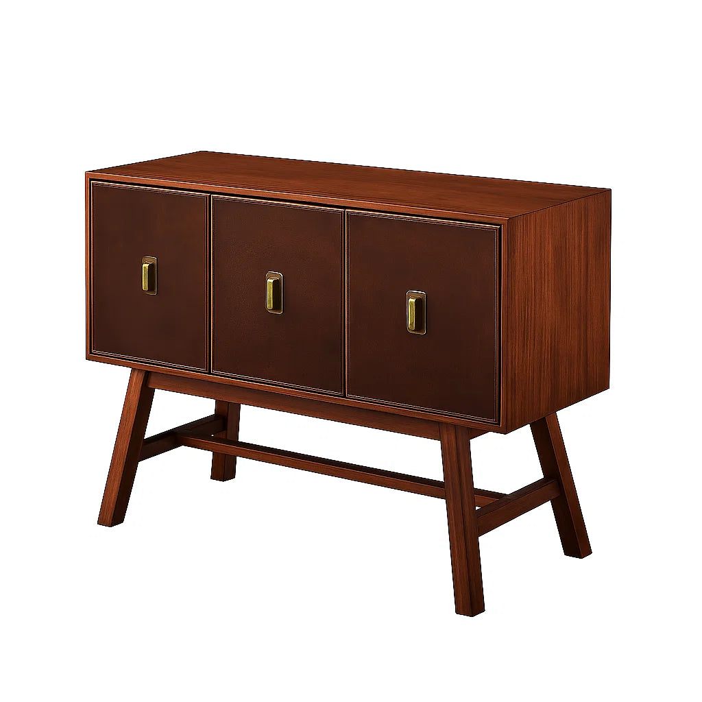 Holz Sideboard mit drei Türen Dunkelbraun 90x40x75 cm