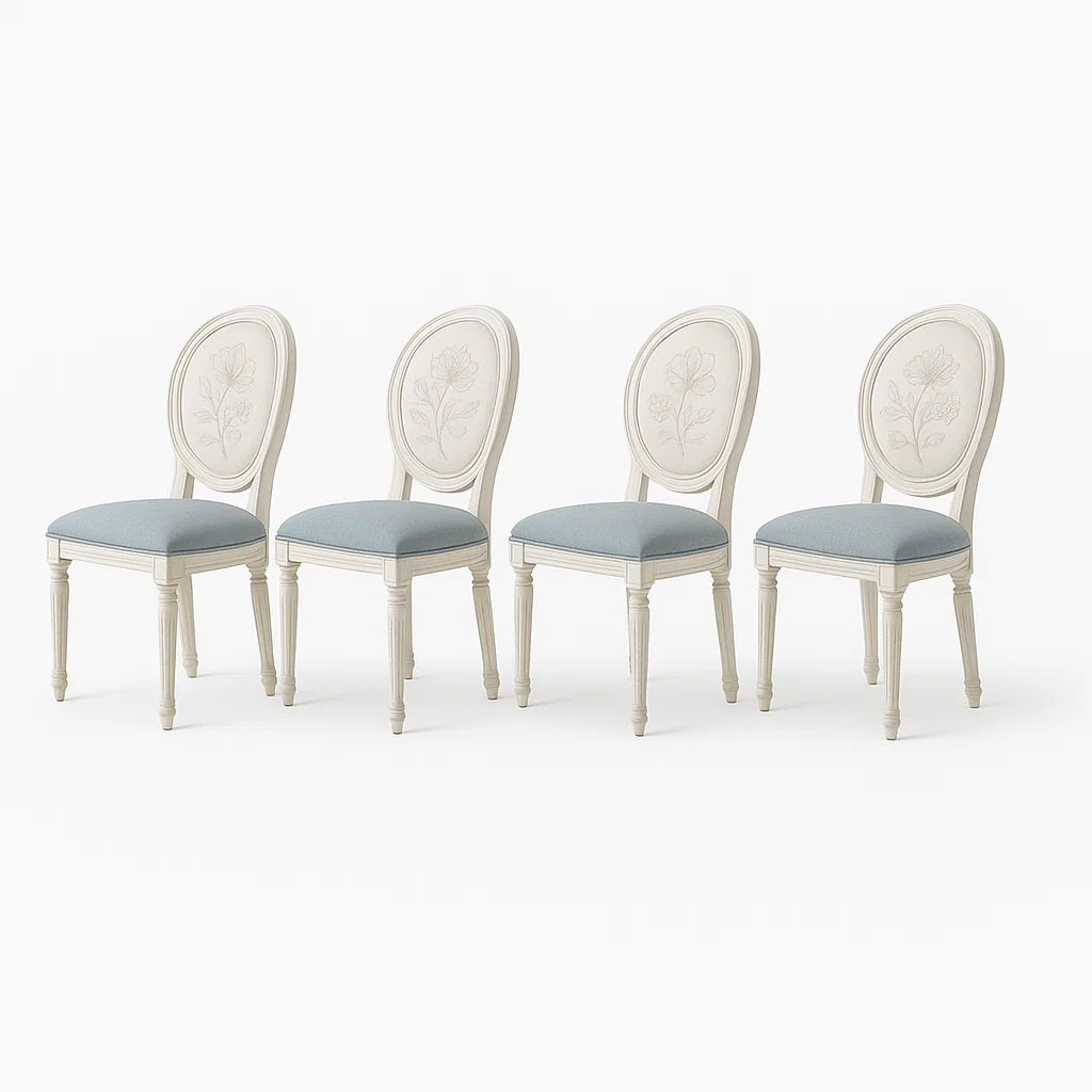 4er-Set Esszimmerstühle Holz Blau Weiß