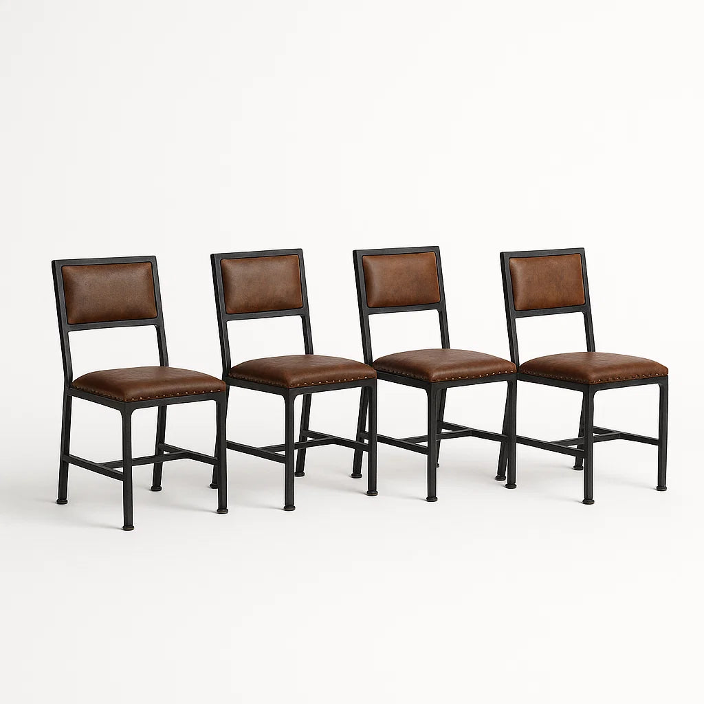 4er Set Esszimmerstühle PU-Leder Stahlrahmen Braun