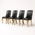 4er-Set Stühle Schwarz PU-Leder Goldene Holzbeine