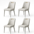 4er Set Esszimmerstuhl Beige Kunstleder