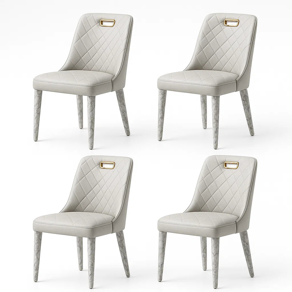 4er Set Esszimmerstuhl Beige Kunstleder