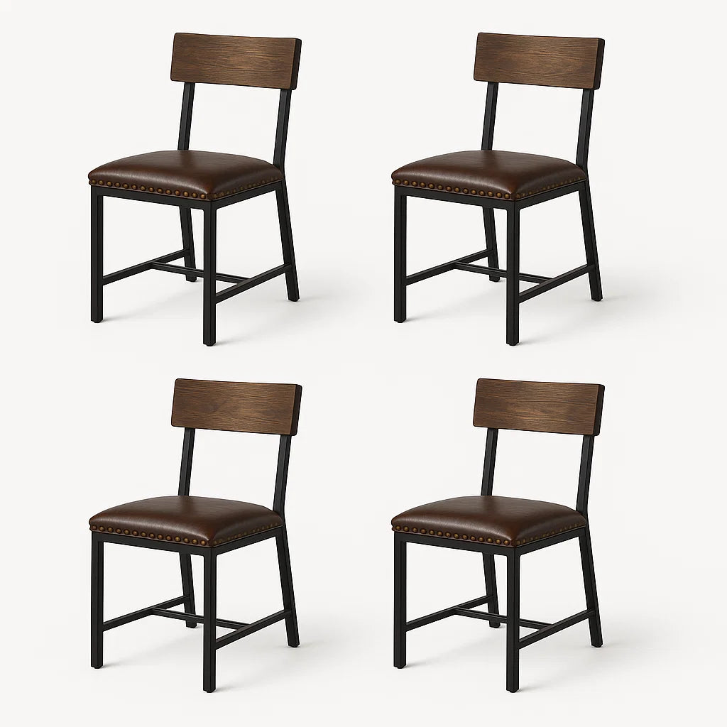 Esszimmerstuhl Set aus Holz und Kunstleder Dunkelbraun/Schwarz 85cm
