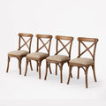4er Set Holzstühle mit Polstersitz Beige