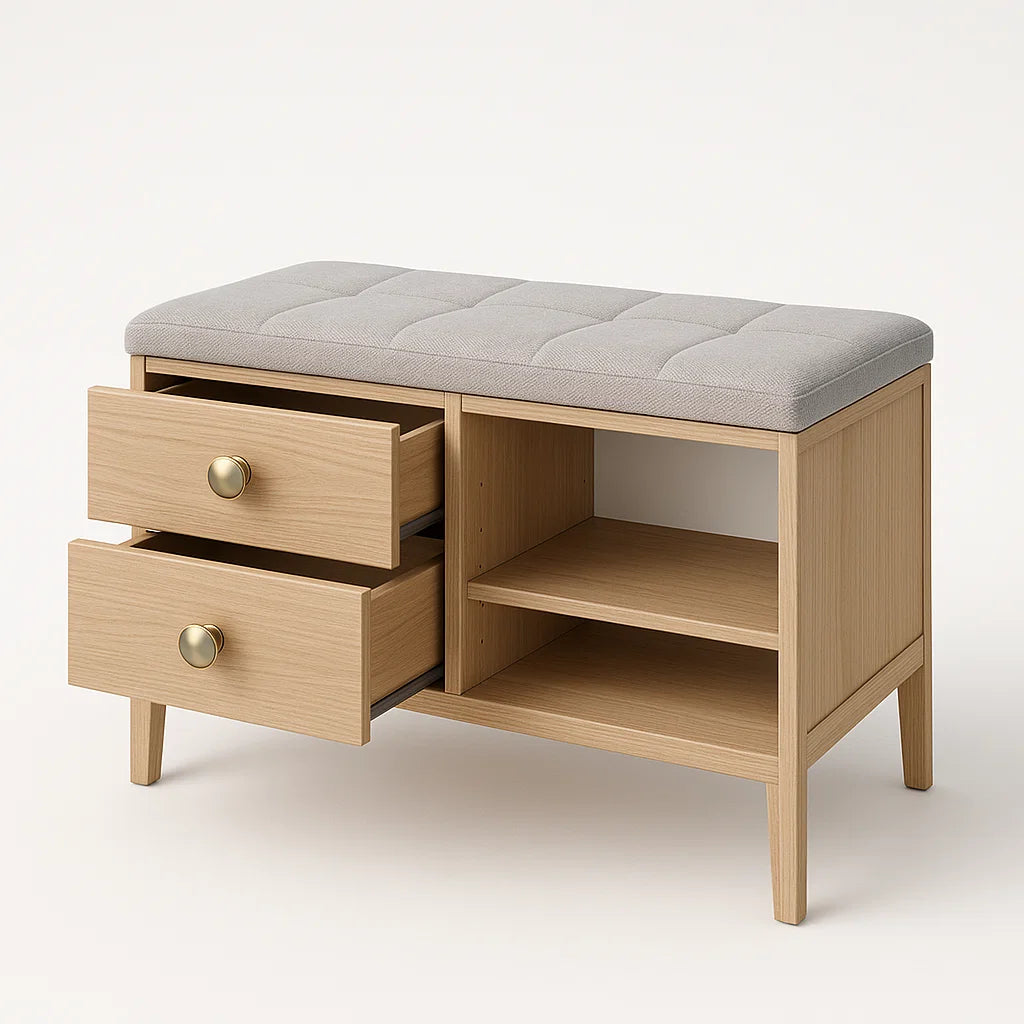 Garderobenbank mit Schubladen Eiche Grau 90cm
