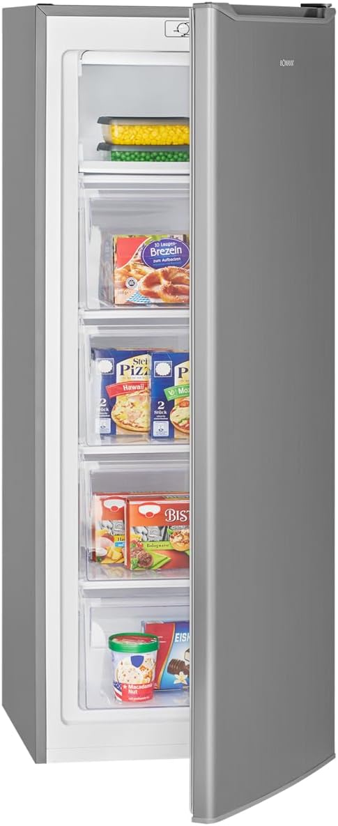 Kühlschrank Gefrierschrank 143cm 4 Sterne, 168 L, 40 dB, 18 °C, Silber/Weiß, Bomann