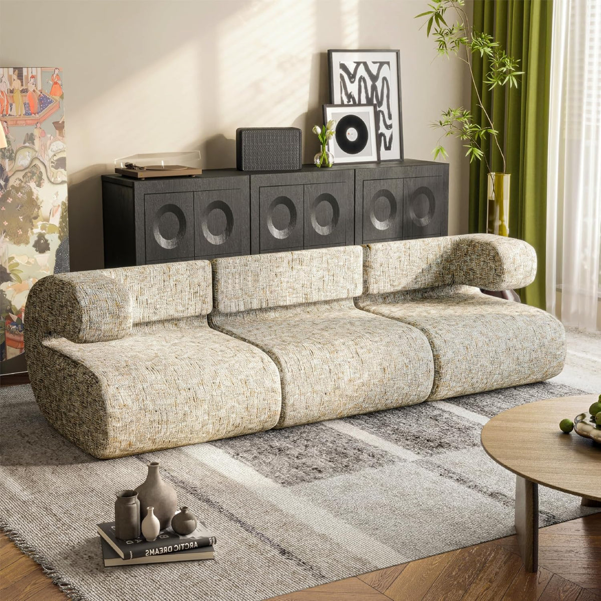 Sofa, für das Wohnzimmer und das Schlafzimmer, Beige, LELEFIDO