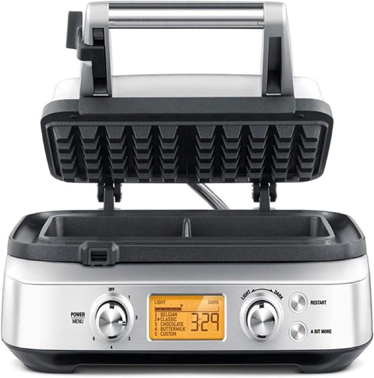 Caso Waffeleisen WaffleUp Waffle Pro Waffeleisen, 1000 W, aus Edelstahl und Stahl, Silber/Schwarz