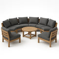 Holz-Gartenmöbel-Set mit Tisch und grauen Polstern