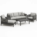 Gartenmöbel-Set aus Polyethylen in Dunkelgrau, 4-teilig mit Sofa, Sesseln und Tisch