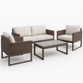 Polyrattan Gartenmöbel-Set 4-teilig Braun/Creme