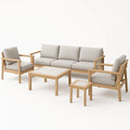 Holz-Gartensofa-Set mit Polyesterkissen in Hellgrau