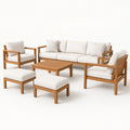 Gartensofa-Set aus Teakholz mit Cremefarbenen Kissen