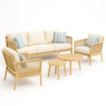 Gartenmöbelset aus Holz und Polyrattan Beige