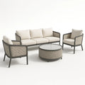 Sofagarnitur Set Metall Rattan Glas Beige mit Kissen