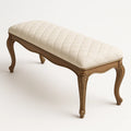Bank aus Holz und Polyester, Beige, 120 cm