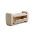 Polsterbank mit Stauraum Beige Stoff Holz