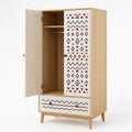Kinder Kleiderschrank Eichenholz Muster 2 Türen 1 Schublade 150cm