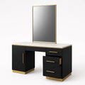 Schminktisch aus MDF mit Marmoroptik, Spiegel, Schwarz/Gold