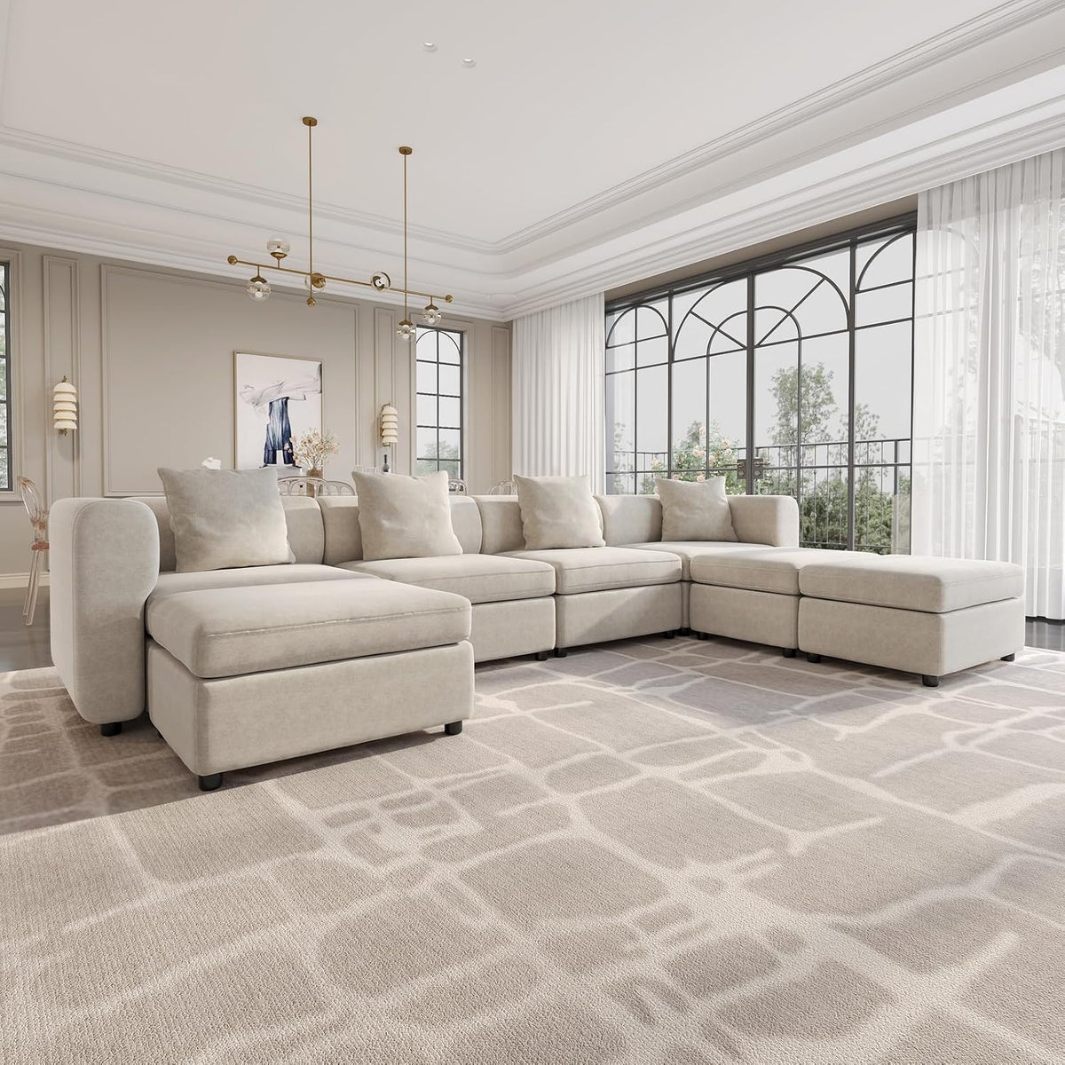 Sofa Modulares 7, für das Wohnzimmer, Beige, Guyii
