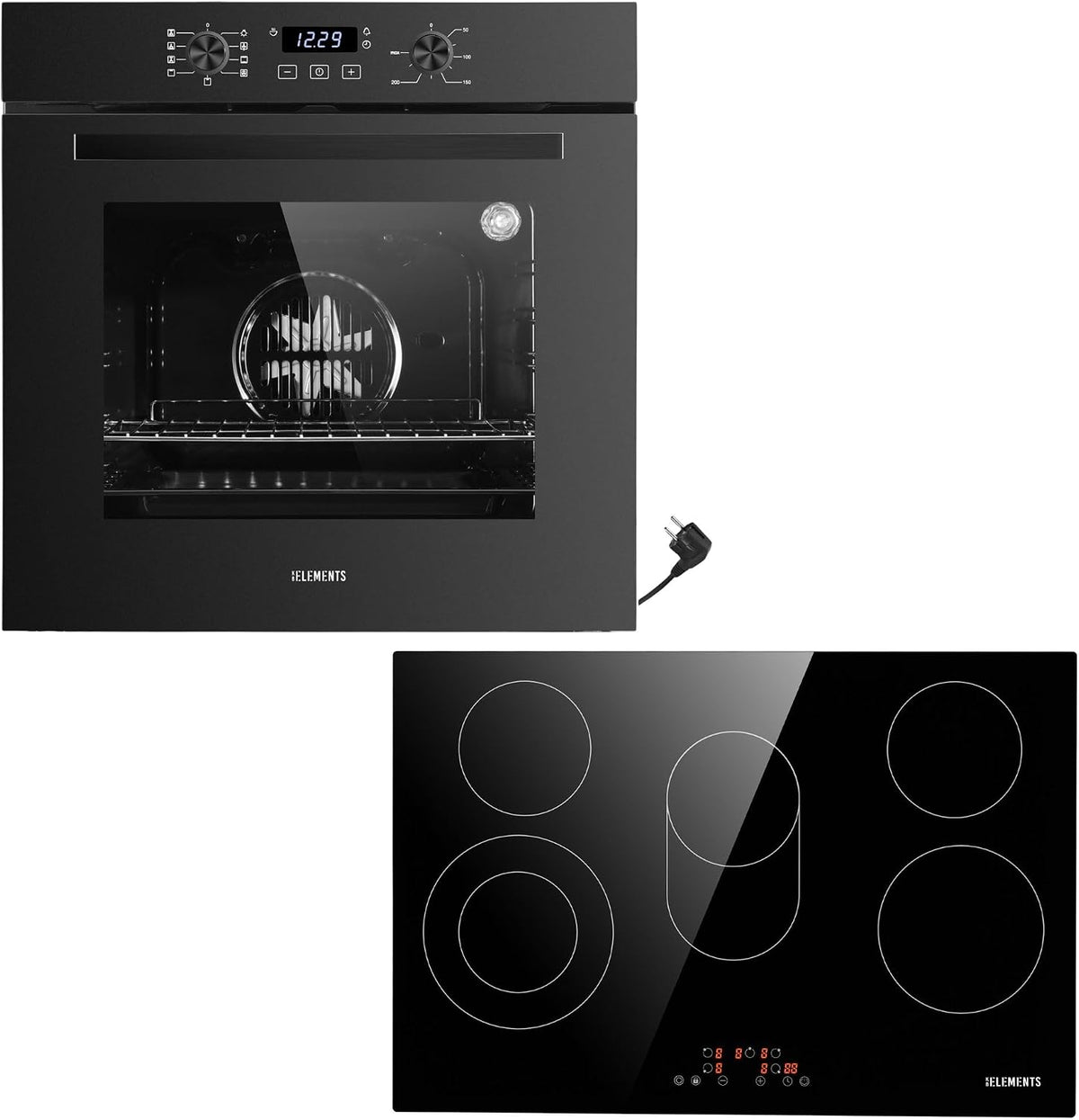 KB ELEMENTS Kochfeld, mit Timer, Schwarz, aus Glas und Keramik