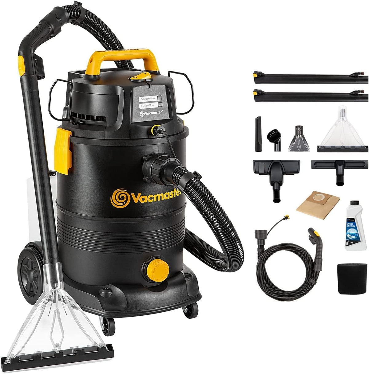 Vacmaster VK1330PWR Nass- und Trockensauger, 30 L, 1300 W, mit Fernbedienung, Schwarz/Gelb