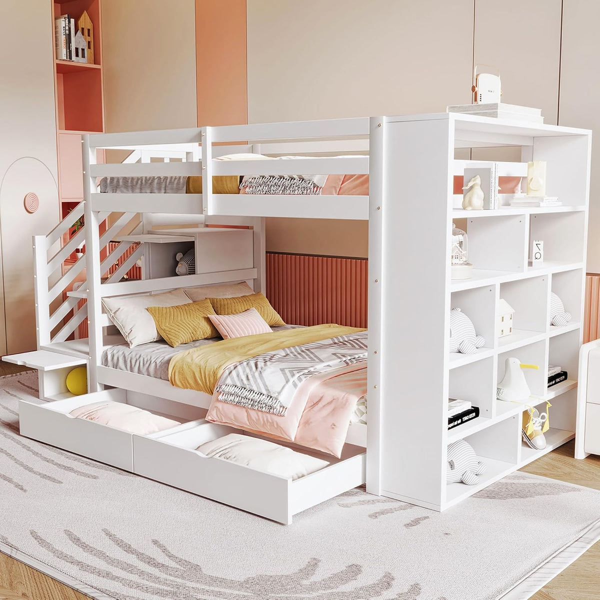 Bett, 90 × 200 cm, mit Stauraum, Weiß, Zravenna
