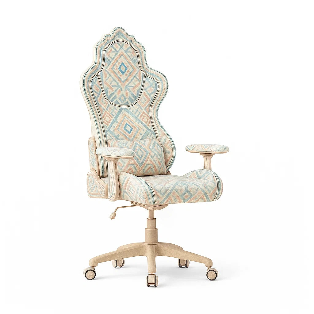 Bürostuhl Polyestergewebe Stahl Beige/Blau/Orange