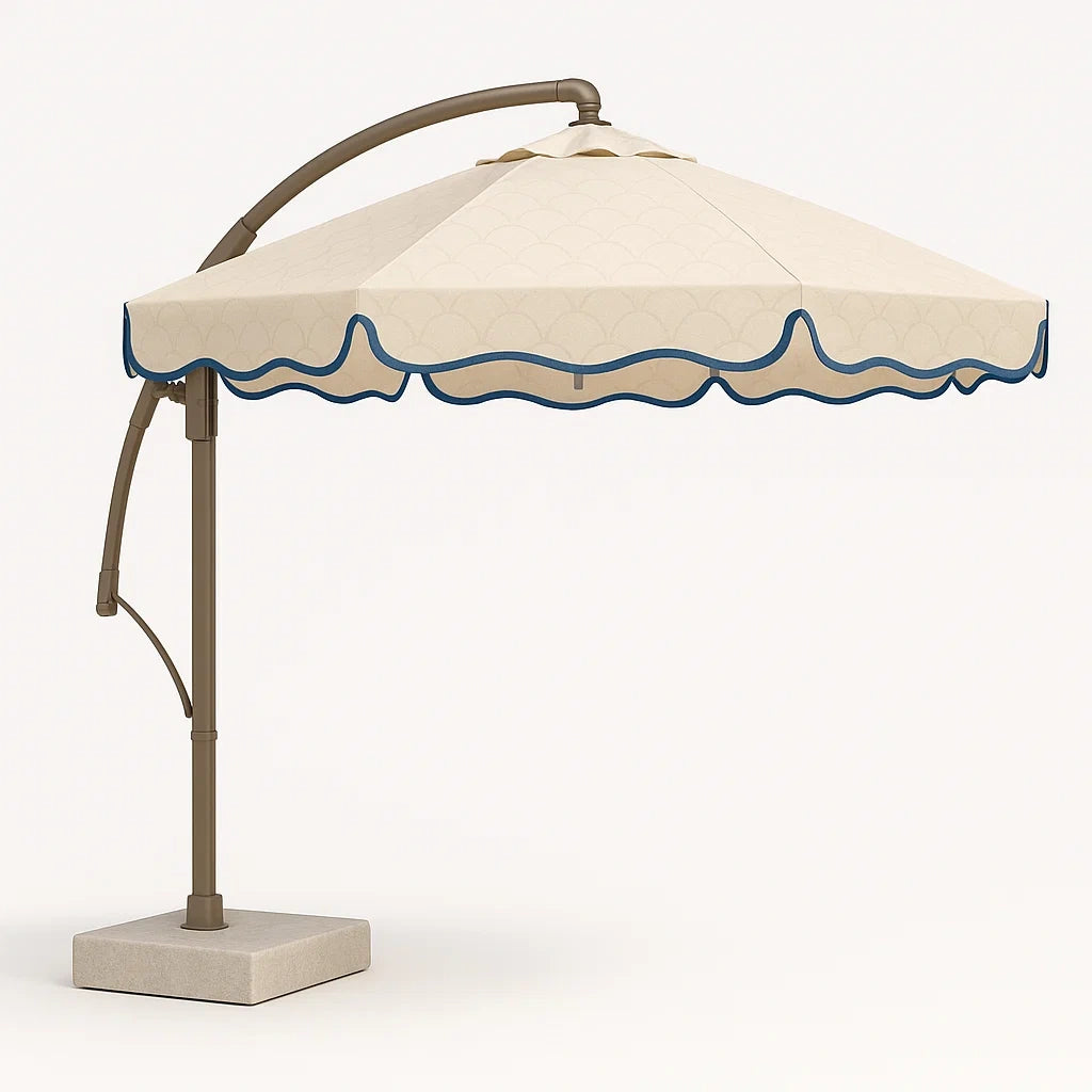 Runder Terrassenschirm aus Aluminium mit Polyester 350 cm Beige