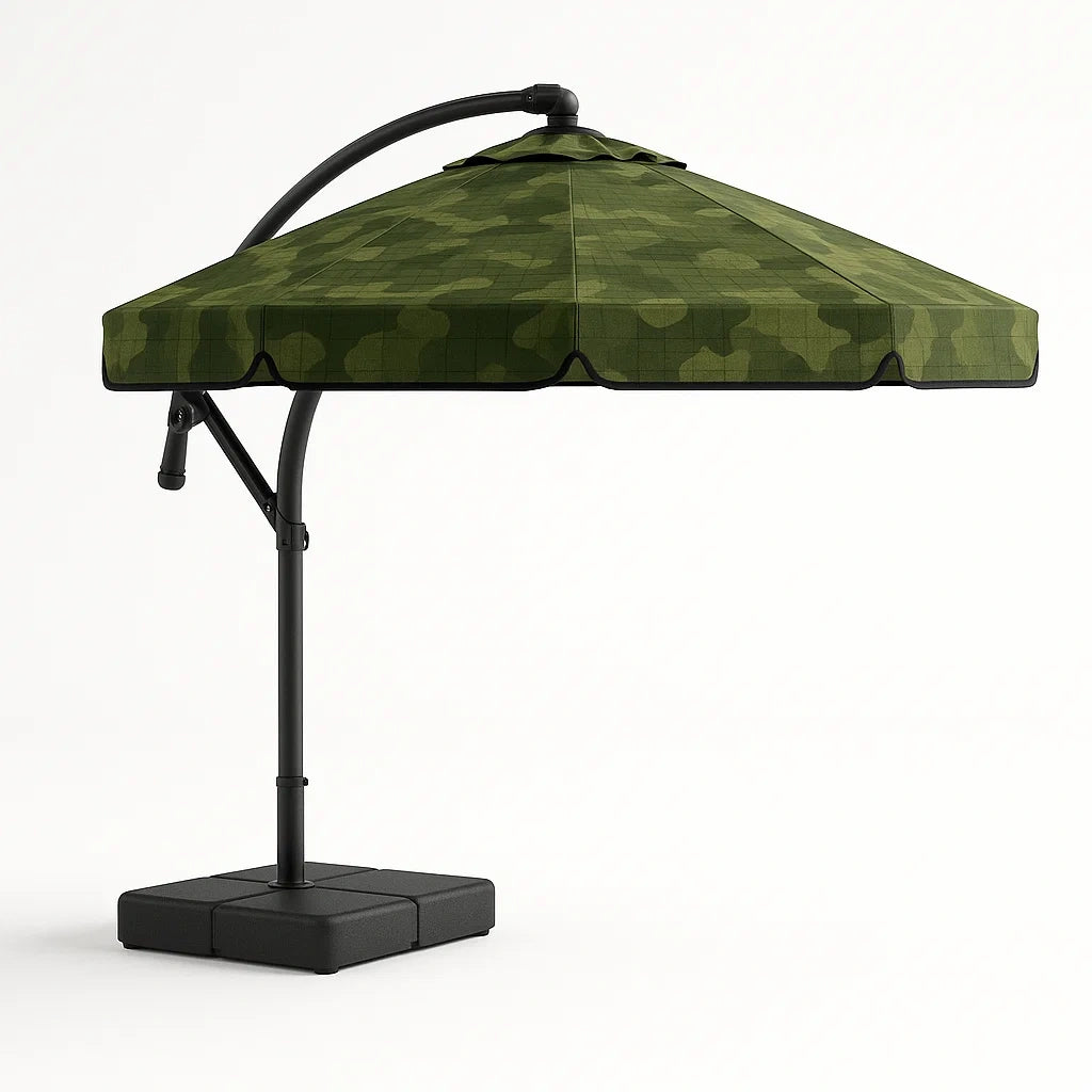 Gartenschirm Freischwinger Metall Polyester Grün Camo Rund 300cm