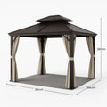 Gartenpavillon Stahl 366x366x260 cm mit Polyester-Vorhängen