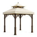 Pavillon aus Aluminium mit Polyestergewebe Beige/Braun