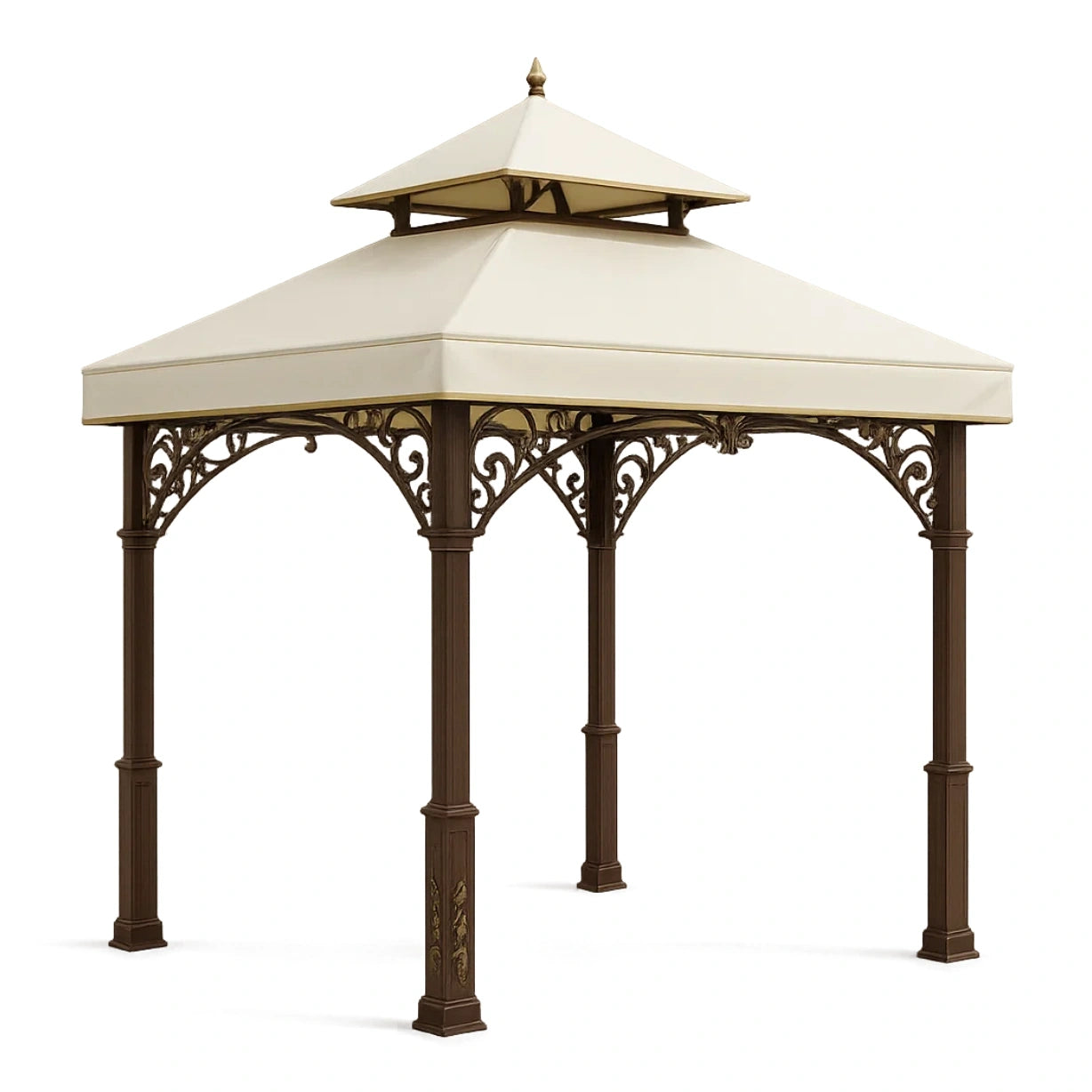 Pavillon aus Aluminium mit Polyestergewebe Beige/Braun