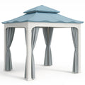 Pavillon Stahl Weiß Blau Grau 3x3m