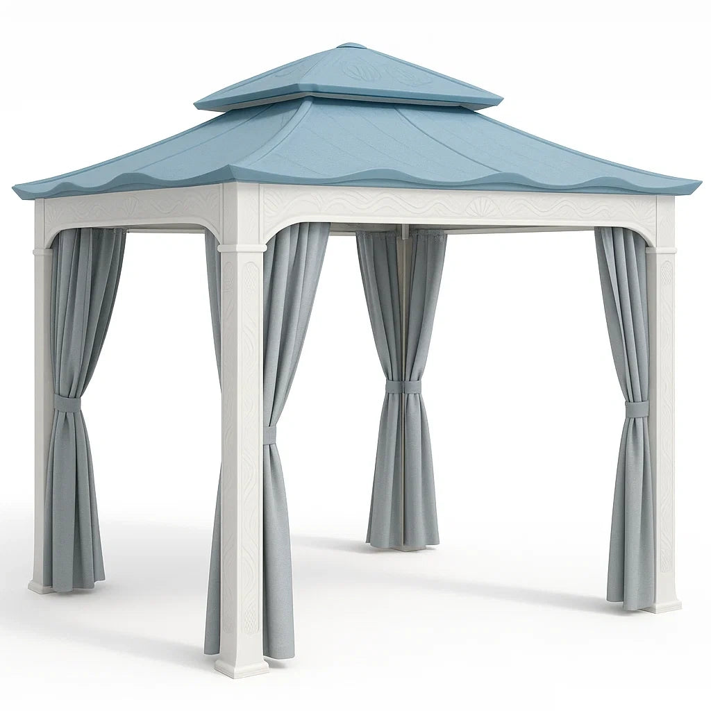 Pavillon Stahl Weiß Blau Grau 3x3m