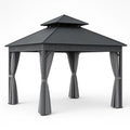 Gartenpavillon Aluminium Dunkelgrau mit Polyester-Vorhänge