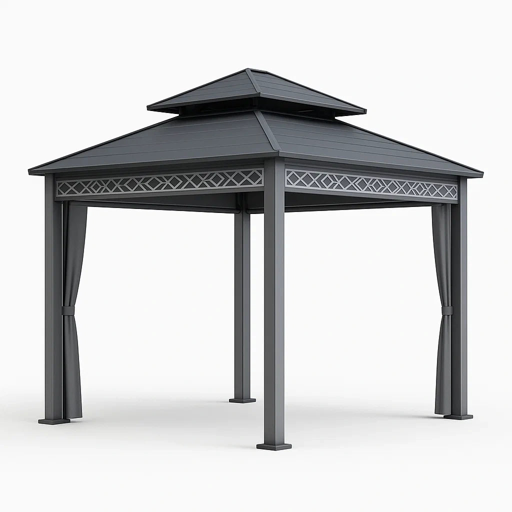 Pavillon aus Aluminium mit Polycarbonatdach Dunkelgrau 300x300 cm