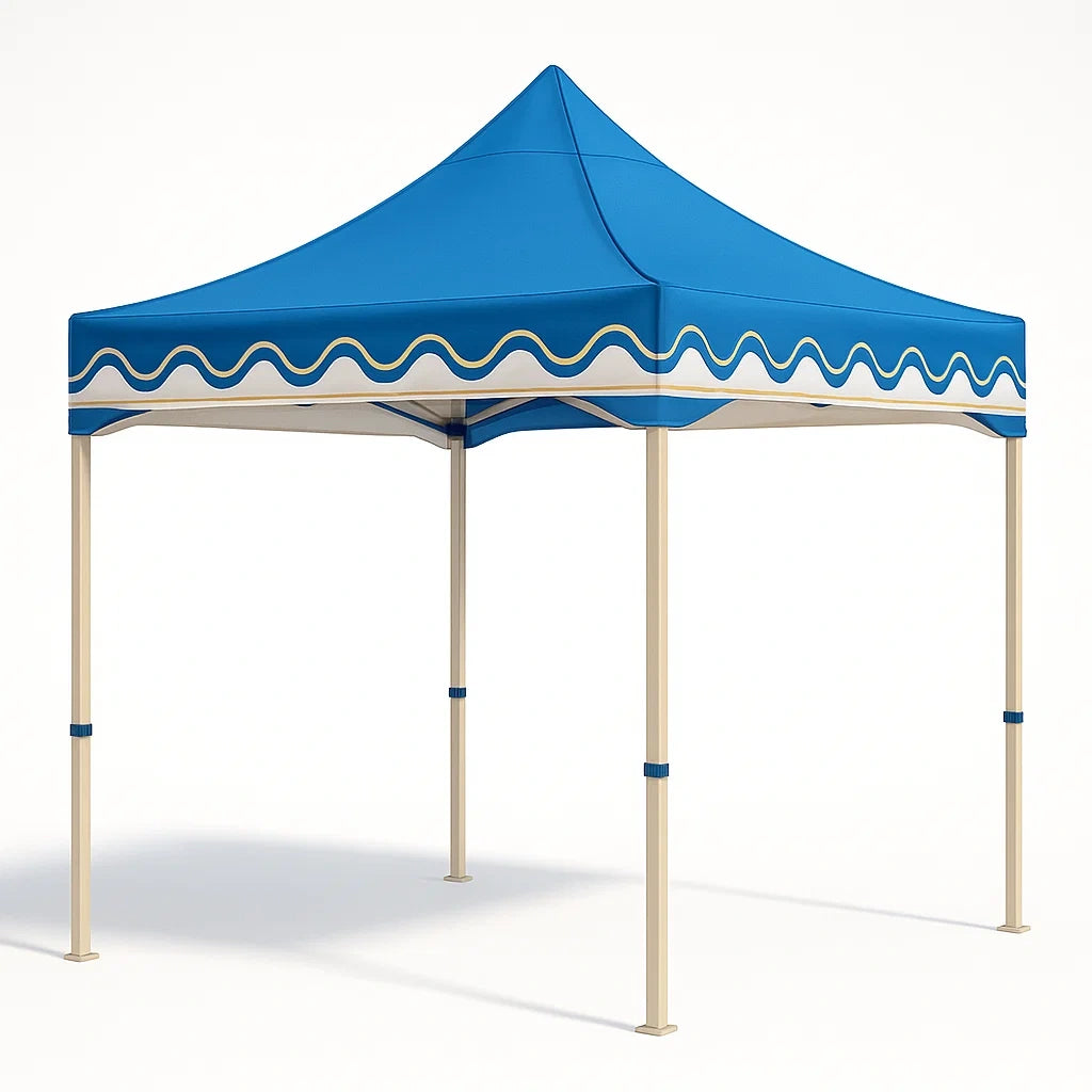 Faltpavillon 3x3m Aluminium Polyester Blau/Beige