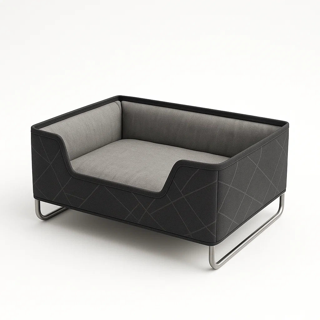 Hundebett aus Polyester und Edelstahl, Schwarz/Grau, 80x60x40 cm