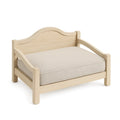 Holz Haustierbett mit Leinenbezug Kissen Beige