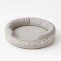 Rundes Haustierbett aus Polyester-Baumwolle mit geometrischem Muster, Grau