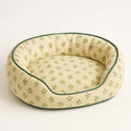 Hundebett Oval Baumwolle Hellgrün/Beige 70x60cm